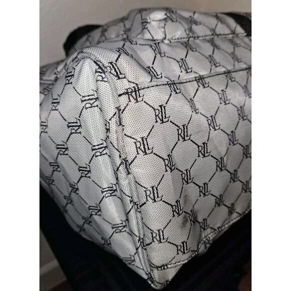 RALPH LAUREN Signature RL Logo Travel Duffle Weekend Carry On Bag Gray 16x14x5 - Picture 12 of 16